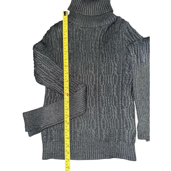 Zara Charcoal Cable Knit Turtleneck Sweater Women’s Medium Warm Fall Winter - Picture 5 of 6